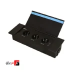 پریز کابینتی توکار درب فلپ تیسا 3 سوکت برق رنگ مشکی