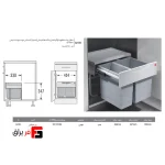 سطل چندمنظوره توکار متصل به کف هایلو مدل Ramsper Tandem S فانتونی Q150 مناسب یونیت 500 میلی‌متر