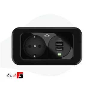 پریز توکار فکتور مدل تویین پلاس با دو سوکت برق و درگاه USB
