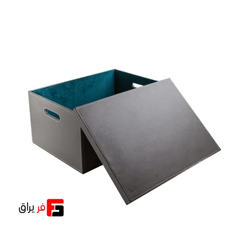 باکس چرمی داخل کمد لباس ملونی کد 8038 رنگ استخوانی و طوسی (ابعاد 412x308x194 میلی‌متر)