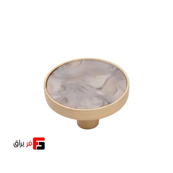دستگیره کمد و کابینت ملونی مدل ML390 رنگ طلائی با گل طوسی سایز Knob