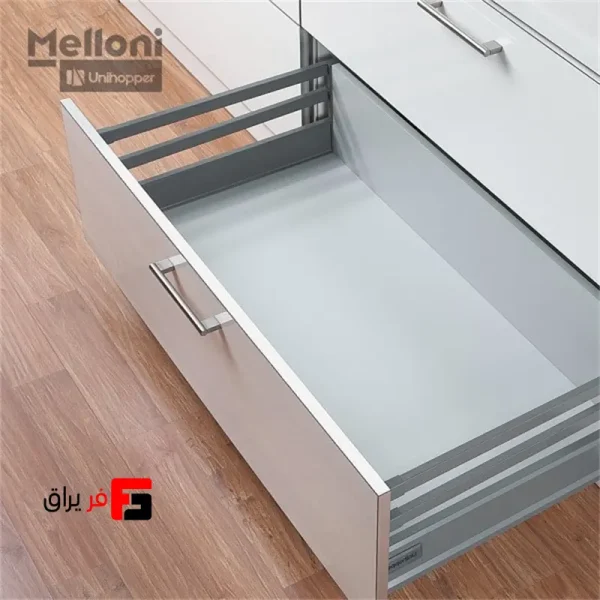 ریل تاندم باکس بلند با دو میله گالری یونی هوپر طوسی تیره ارتفاع 190 میلی‌متر مدل DC4 سایز 30،35،40،45،50 سانتی‌متر