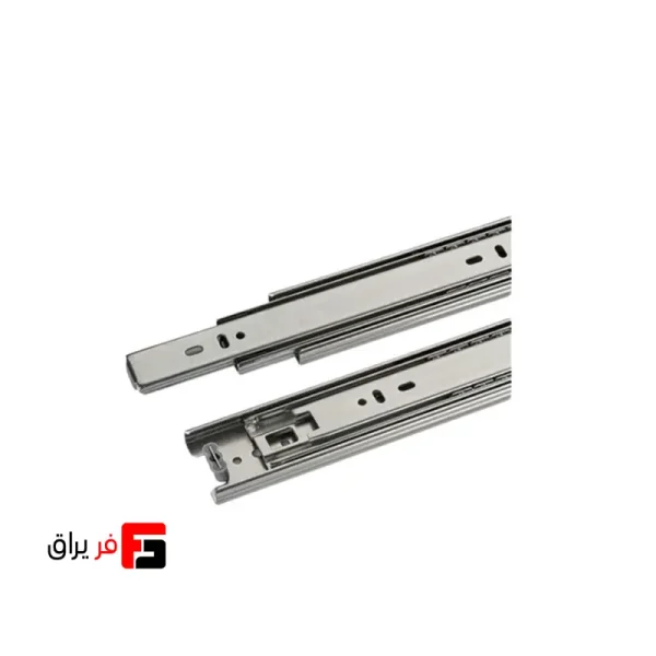 ریل ساچمه ای 3 تکه ساده ملونی رنگ مشکی و نیکل مدل 5044 سایز 25 تا 60 سانتی‌متر