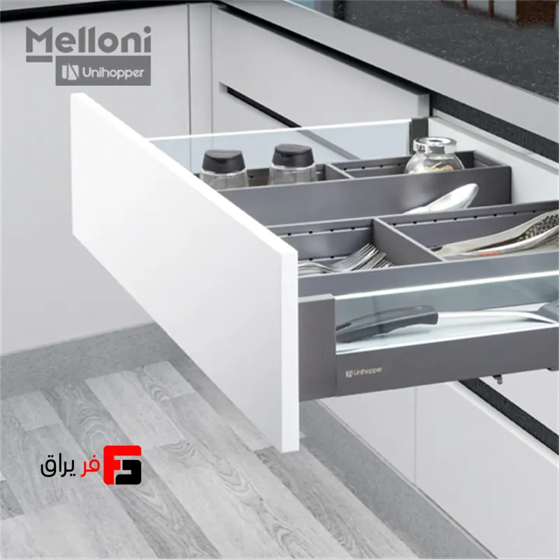 ریل مجیک باکس کوتاه با بدنه شیشه LED یونی هوپر طوسی تیره ارتفاع 80 میلی‌متر مدل DBF.A سایز 30،35،40،45،50 سانتی‌متر