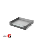 لوازم اینر کوتاه با فرانت شیشه کشو مخفی یونی هوپر طوسی تیره ارتفاع 80 میلی‌متر مدل 6101E4.80-6103E2 با کاور و براکت کوتاه فرانت شیشه 120