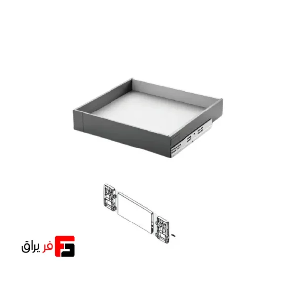لوازم اینر کوتاه کشو مخفی یونی هوپر طوسی تیره ارتفاع 80 میلی‌متر مدل 6101E4.80-6103E3