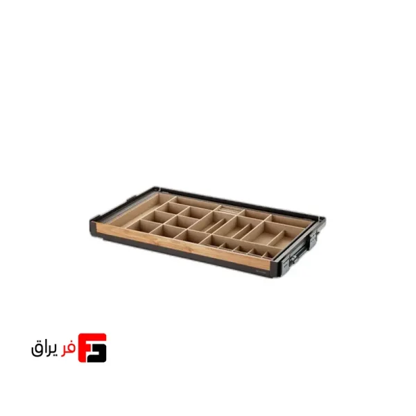 جای کمربند و کروات و زیورآلات مخمل ریلی با فرانت چوب قابل رگلاژ یونی‌هوپر کد WS4140 رنگ موکا (عرض ۶۰ و ۹۰ سانتی‌متری)