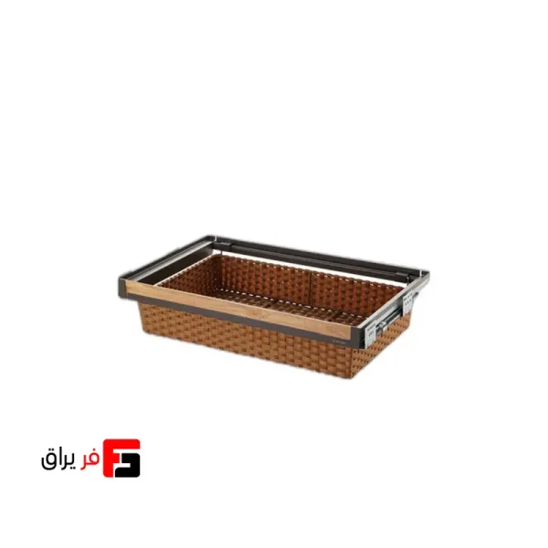 سبد حصیری ریلی داخل کمد لباس با فرانت چوب قابل رگلاژ آرام بند یونی هوپر کد WS4141 رنگ موکا عرض 60 و 90 سانتی متری