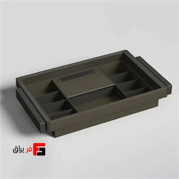 کشو نظم‌دهنده چرمی ریلی دارای آرام‌بند یونی‌هوپر کد WS4175S رنگ زیتونی عرض ۶۰ و ۹۰ سانتی‌متر