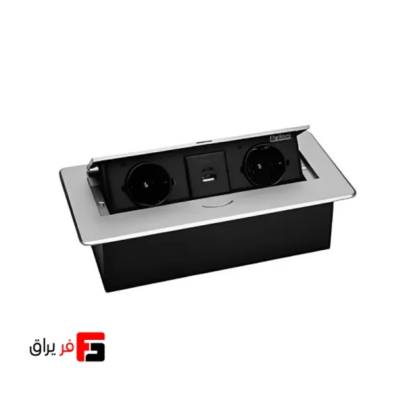 پریز توکار 2 سوکت برق و 2 پورت شارژ USB ملونی کد 10090