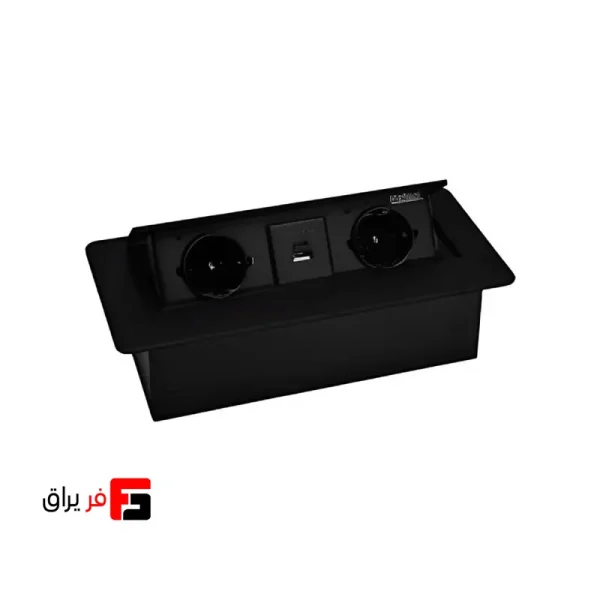 پریز توکار 2 سوکت برق و 2 پورت شارژ USB ملونی کد 10090