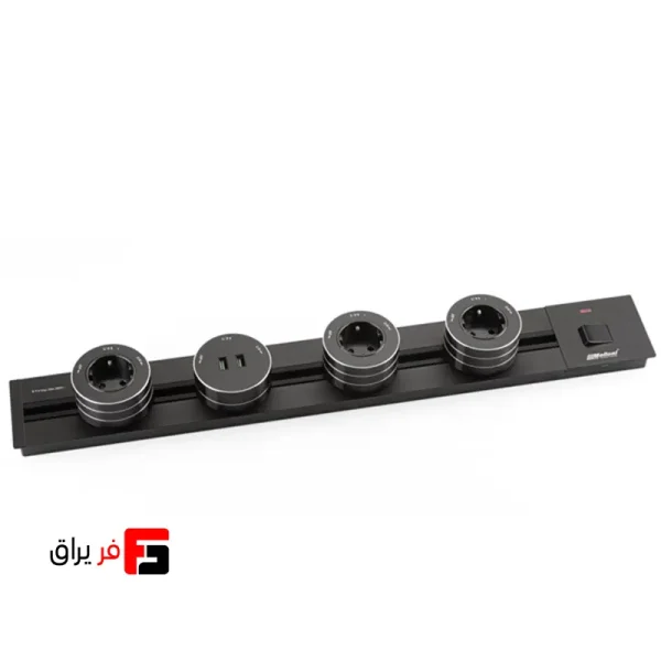 پریز توکار ریلی Track Socket ملونی کد 600-10070، ۳ سوکت و USB