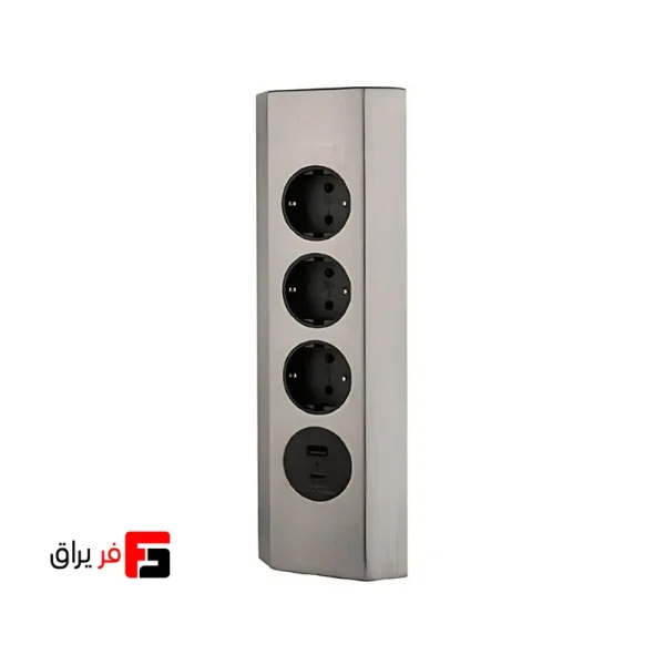 پریز روکار کُنج ملونی 10086 (مشکی و نیکل)
